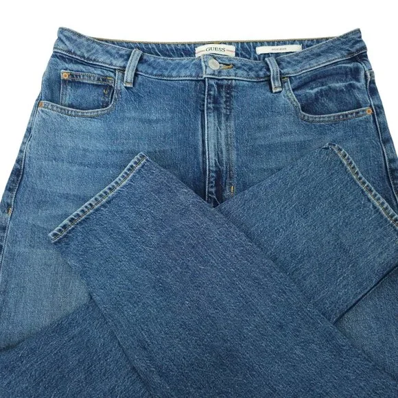 Guess Mom Jeans High Rise Womens 31x27 Med Wash Denim Ankle Style Cropped Pants - Picture 6 of 15